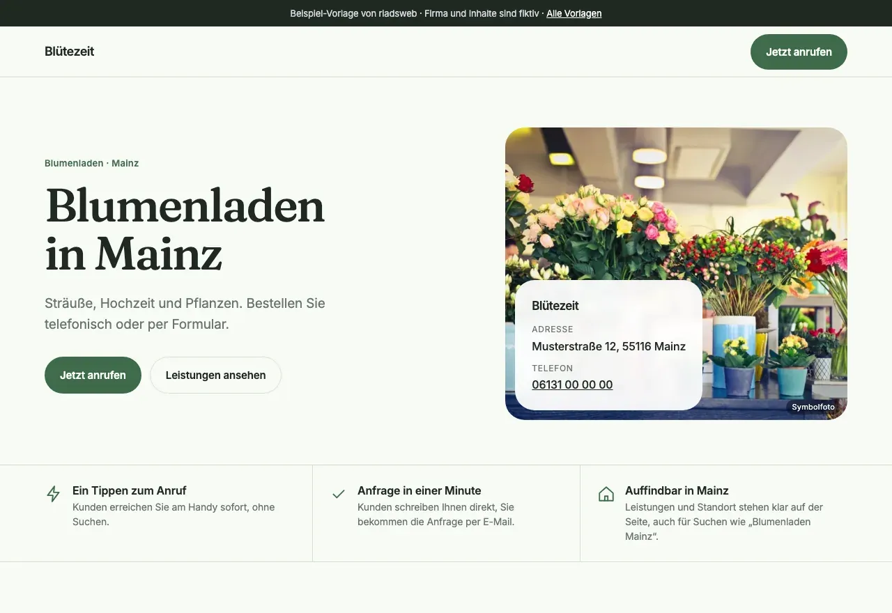Vorschau der Demo-Webseite: Blumenladen