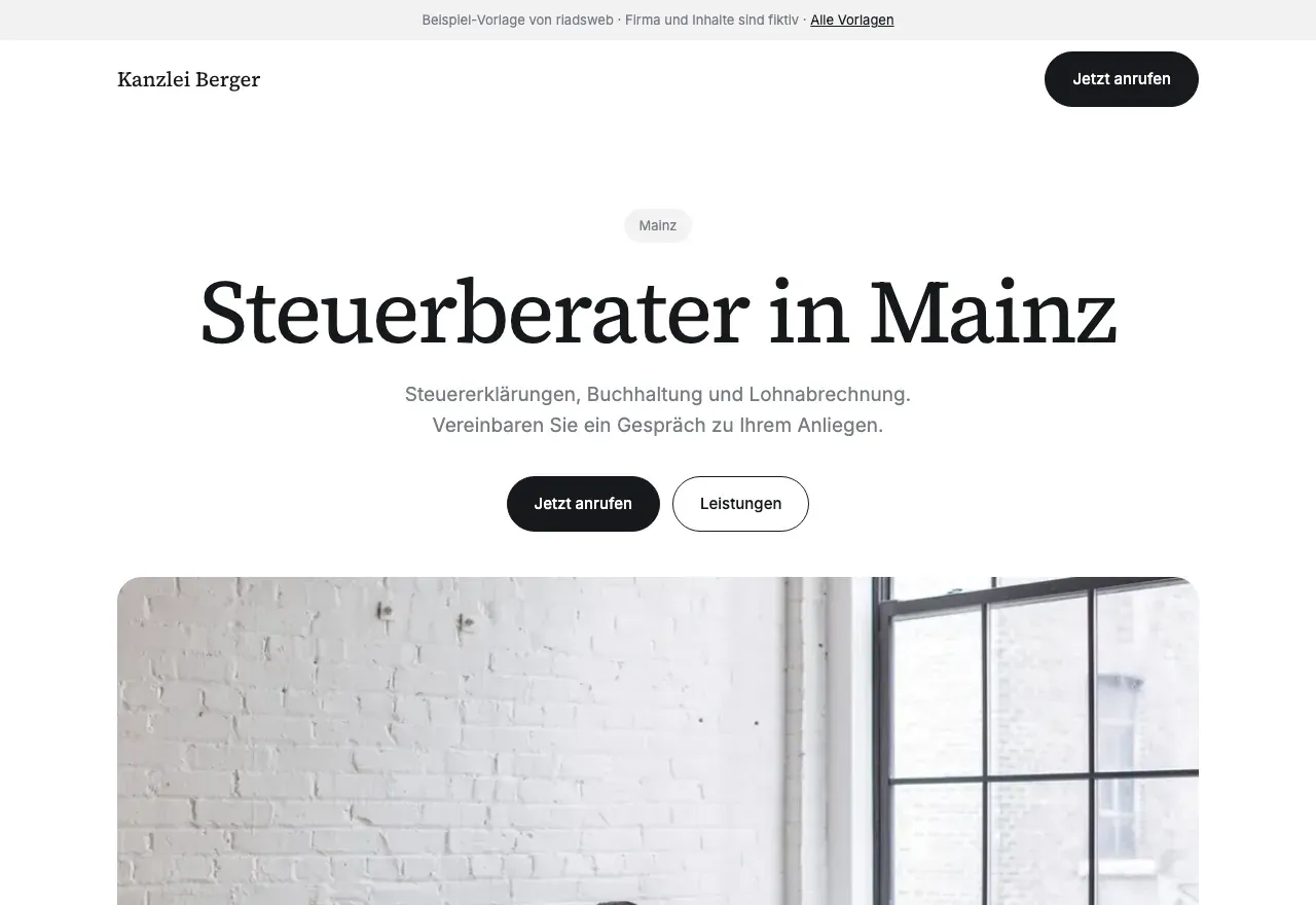 Vorschau der Demo-Webseite: Steuerberatung